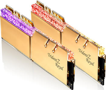 DDR4RAM 2x 8GB DDR4-4000 G.Skill Trident Z Royal gold, RGB, DIMM, CL18-22-22-42 Kit