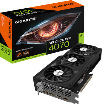 GIGABYTE GeForce RTX 4070 Windforce OC 12G, 12GB GDDR6X Grafikkarte, HDMI 2.1a, 3x DisplayPort 1.4a