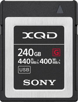 240 GB Sony G-Series XQD Card Speicherkarte, lesen: lesen: 260MB/s • schreiben: 100MB/s