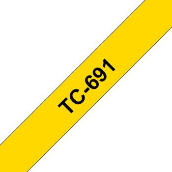 Brother TC691 Schriftbandkassette 9mm schwarz auf gelb 