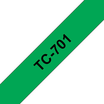Brother TC701 Schriftbandkassette 12mm schwarz auf grün 