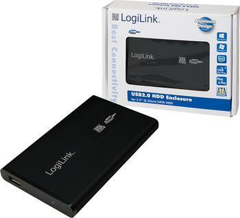 2.5 Zoll, LogiLink schwarze externes S-ATA Aluminiumgehäuse USB 2.0 Micro-B