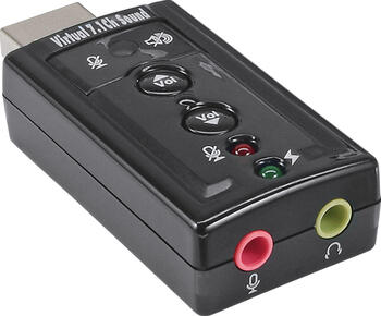 InLine USB Audio Adapter, virtueller 7.1 Surround Sound 