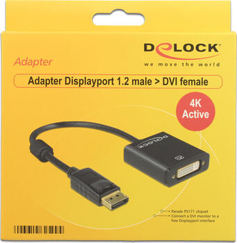 Adapter Displayport 1.2 Stecker > DVI Buchse 4K Aktiv DeLock