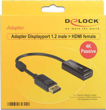 Adapter Displayport 1.2 Stecker > HDMI Buchse 4K Passiv DeLock