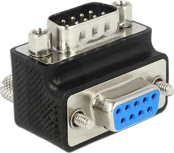 Delock Adapter D-Sub 9 Pin Stecker > Buchse 90° gewinkelt Mutter und Schraube tauschbar