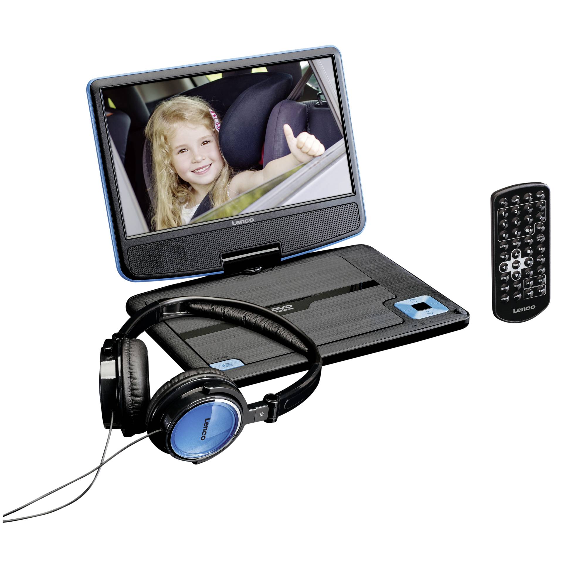 Lenco DVP-910BU Tragbarer DVD-Player Cabrio 22,9 cm (9) Schwarz, Blau