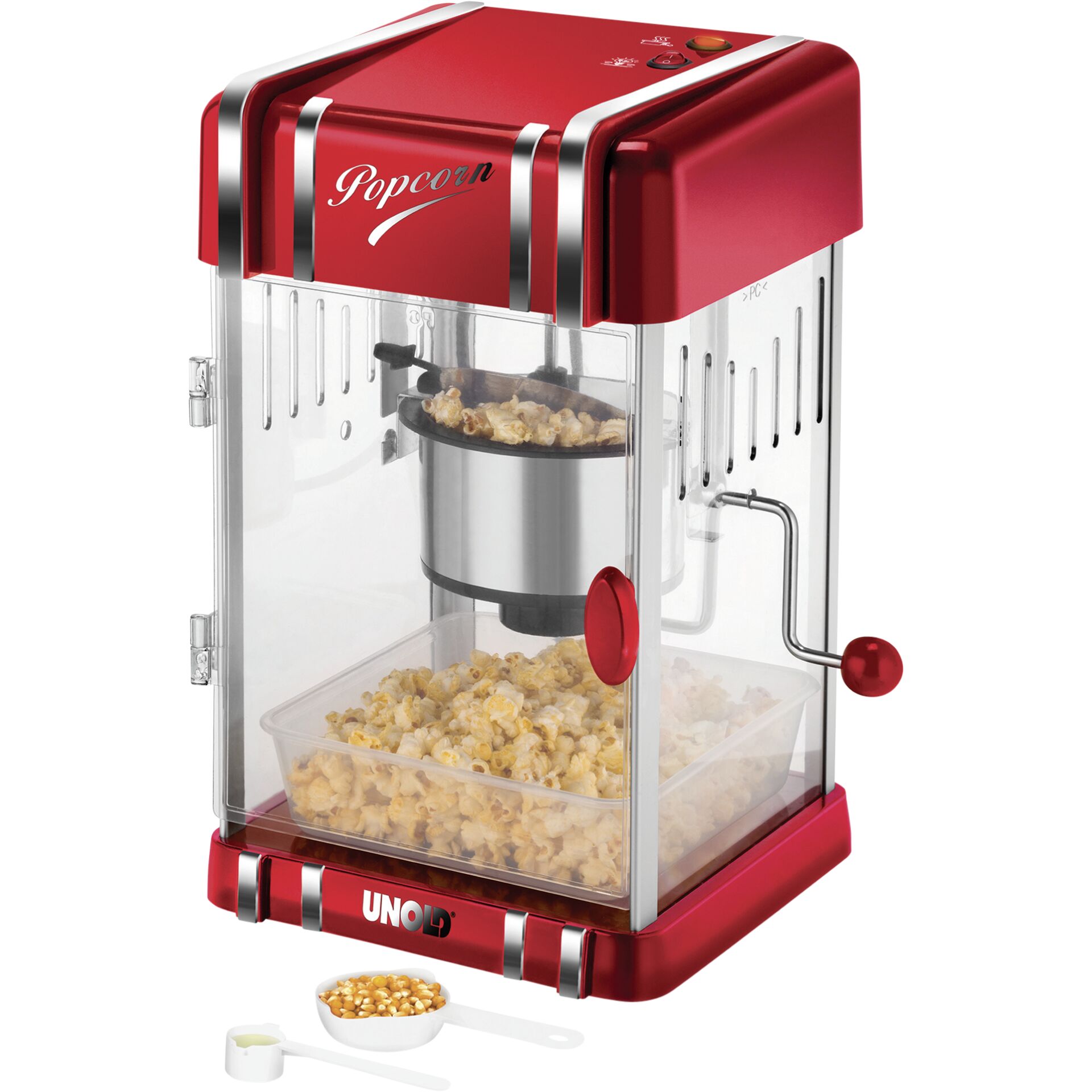 Unold Retro Popcornmaschine Rot, Silber 300 W