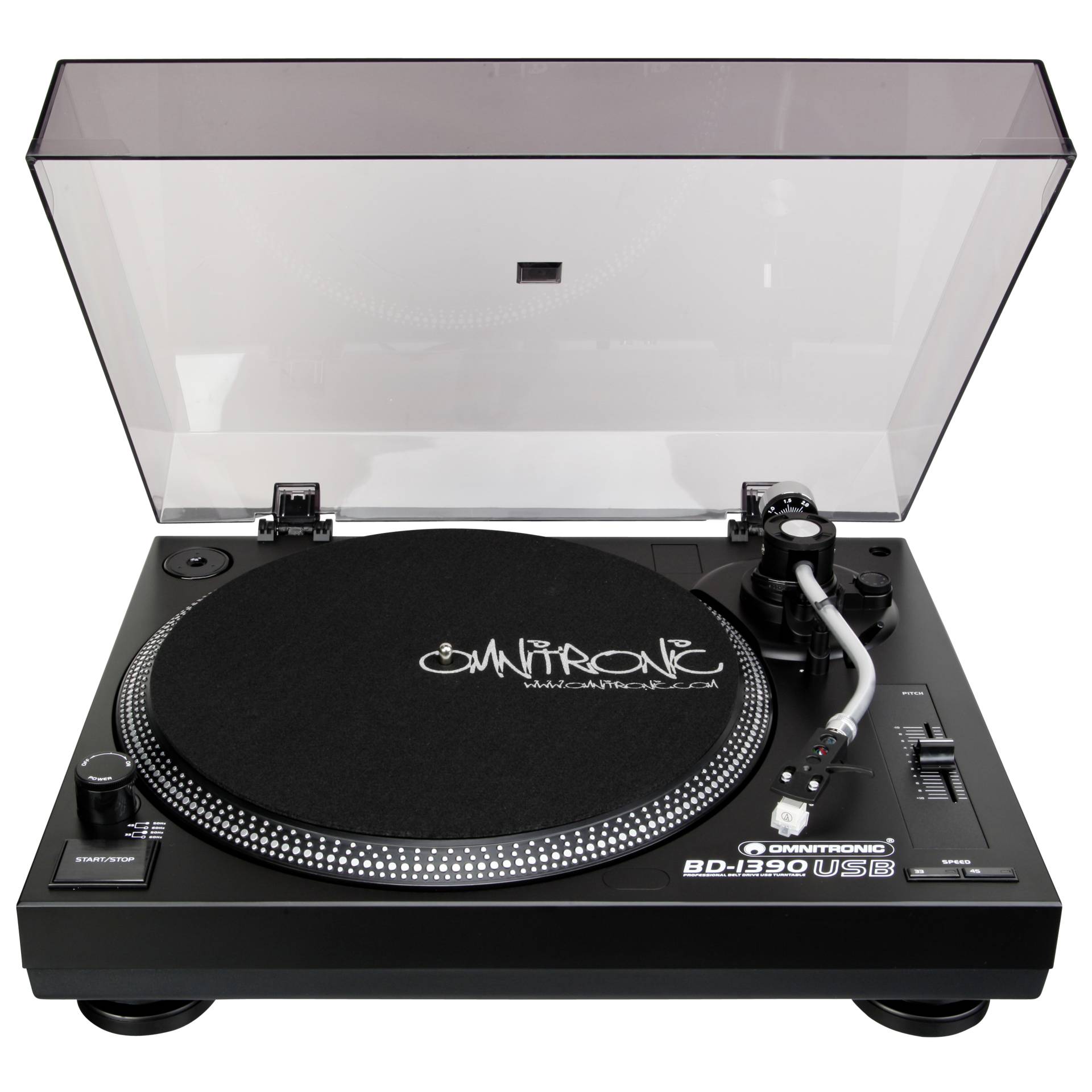 Omnitronic BD-1390 DJ-Plattenspieler mit Riemenantrieb Schwarz