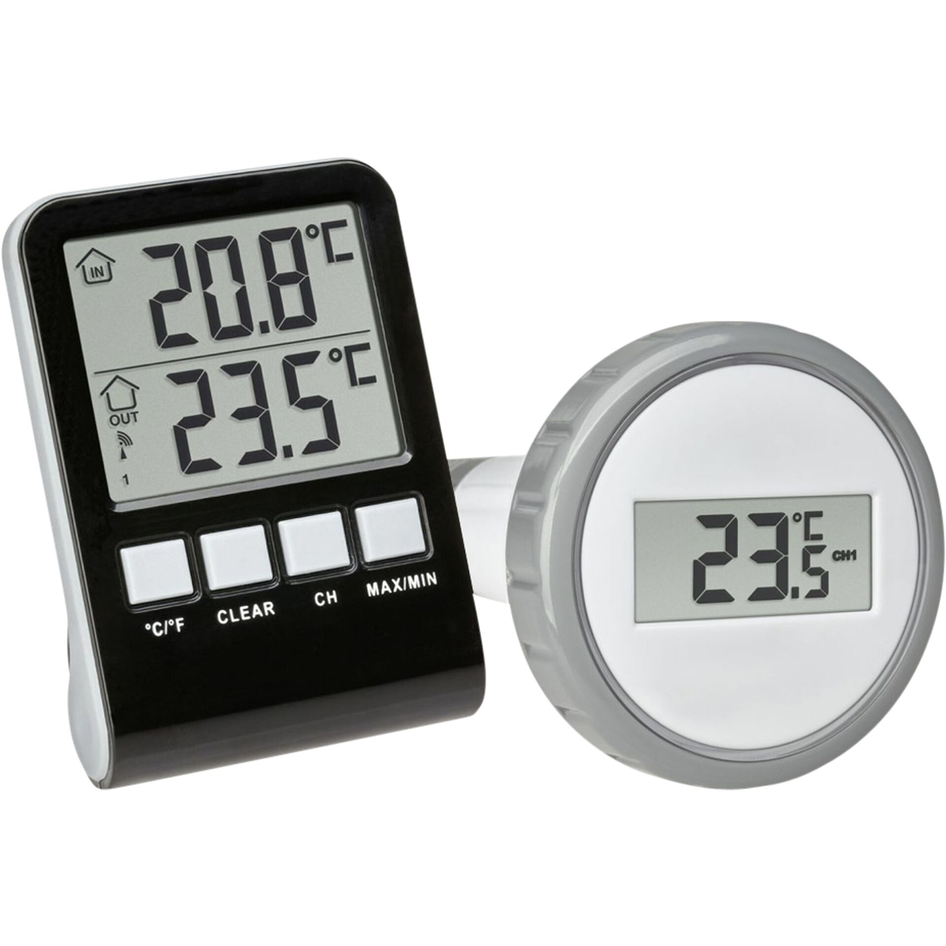 TFA-Dostmann PALMA Flüssigkeitsumgebungs-Thermometer Drinnen/Draußen Schwarz, Grau