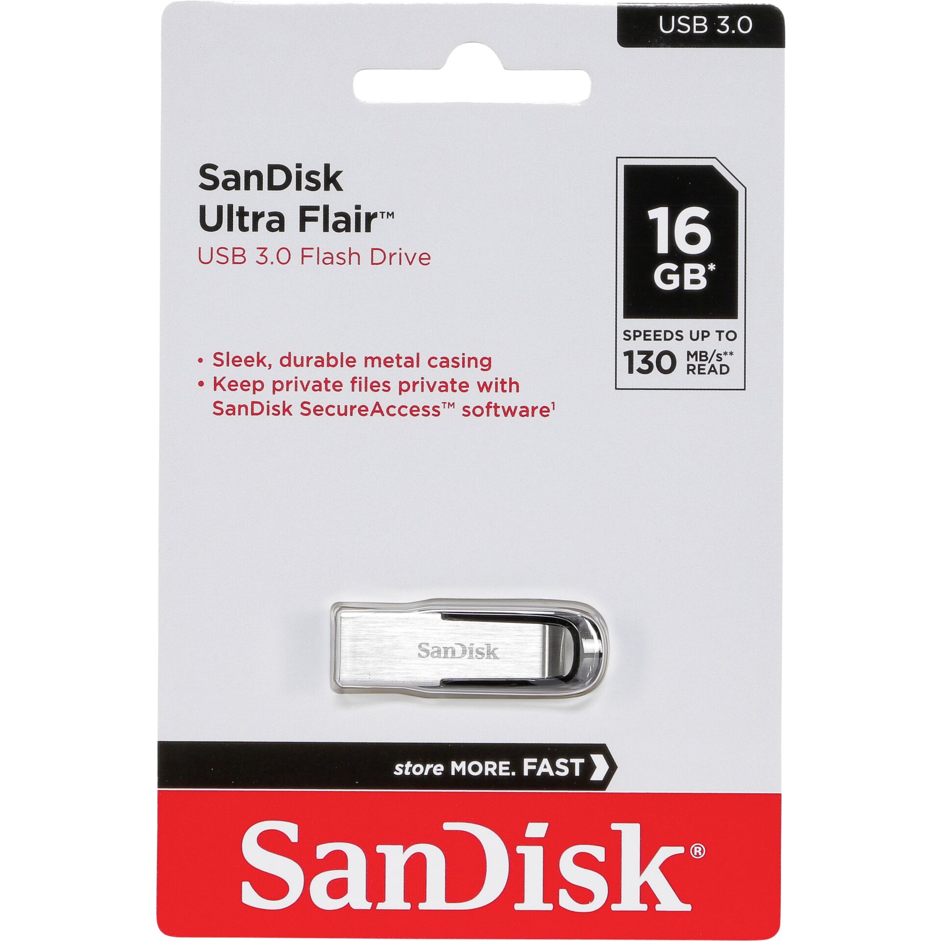 16 GB SanDisk Ultra Flair USB-A 3.0 lesen: 130MB/s