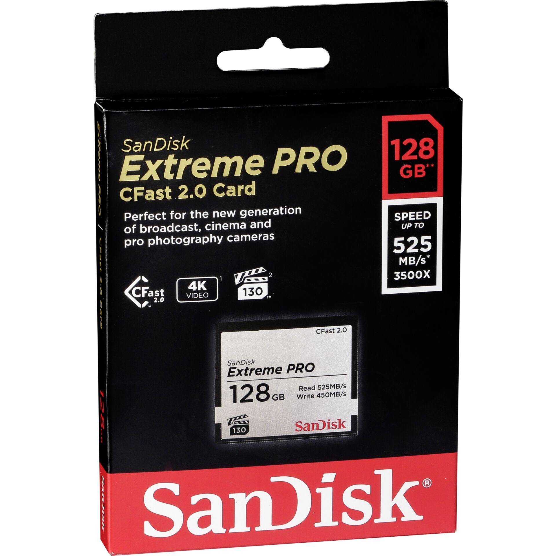 128 GB SanDisk Extreme PRO CFast 2.0 CompactFlash Card [CFAST2.0] Speicherkarte, lesen: 525MB/s, schreiben: 450MB/s