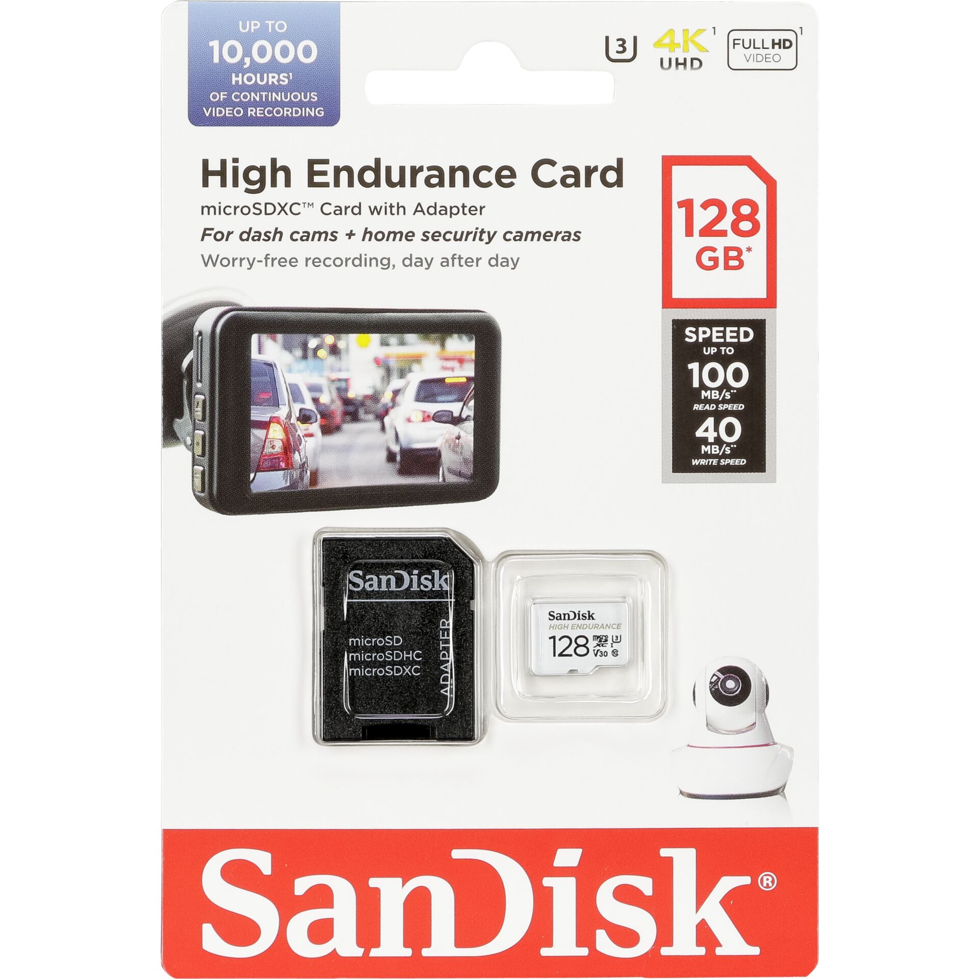 128 GB SanDisk High Endurance microSDXC Kit Speicherkarte, lesen: 100MB/s, schreiben: 60MB/s