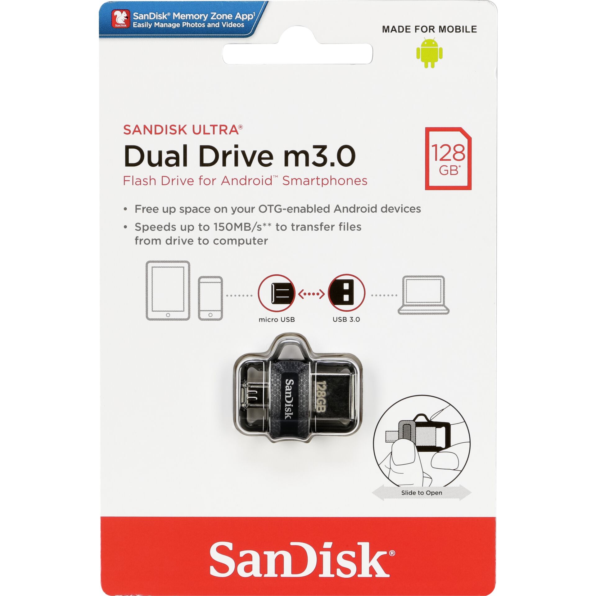 128 GB SanDisk Ultra Dual Drive OTG M3.0 USB 3.0 Stick 
