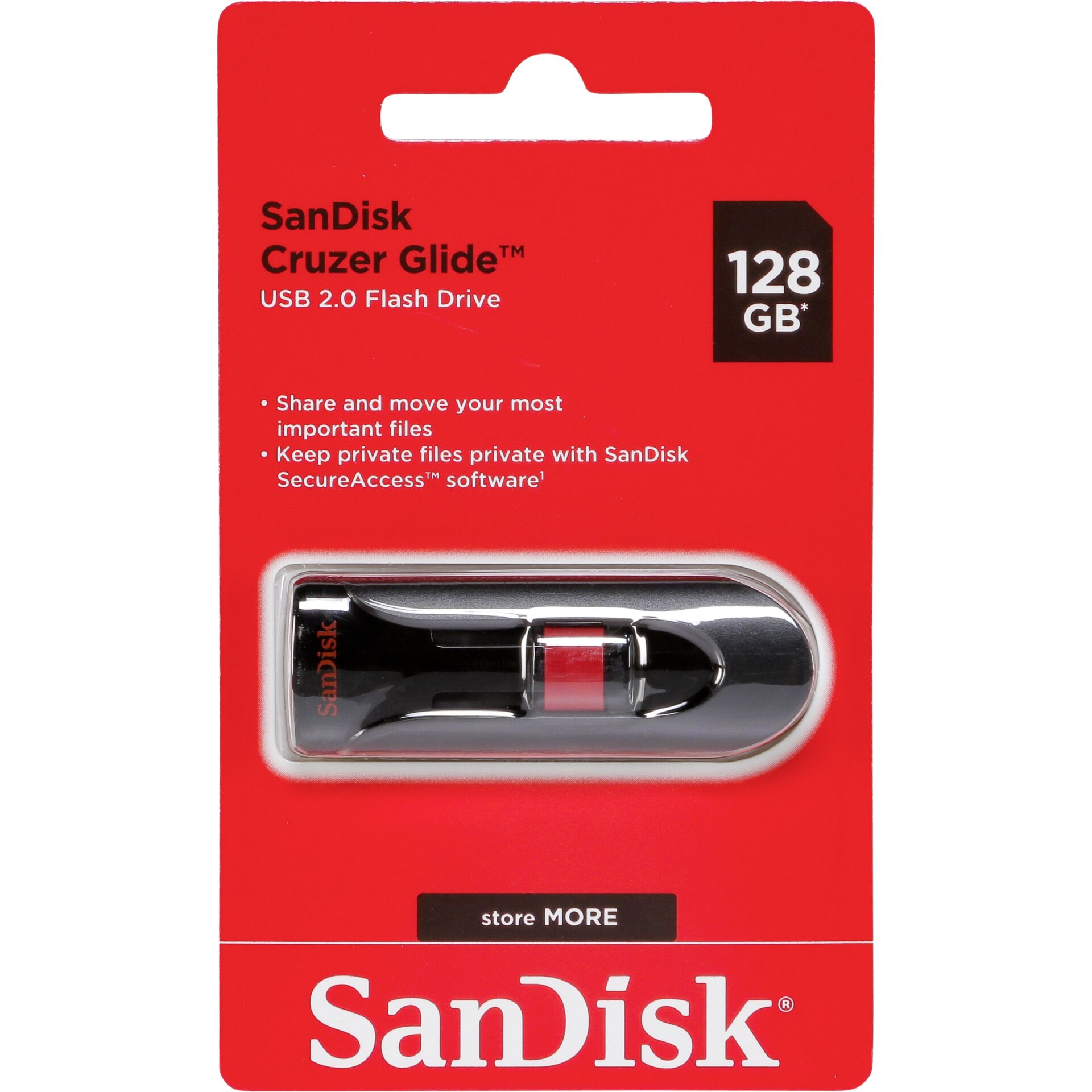 128 GB SanDisk Cruzer Glide USB-Stick, USB-A 2.0 