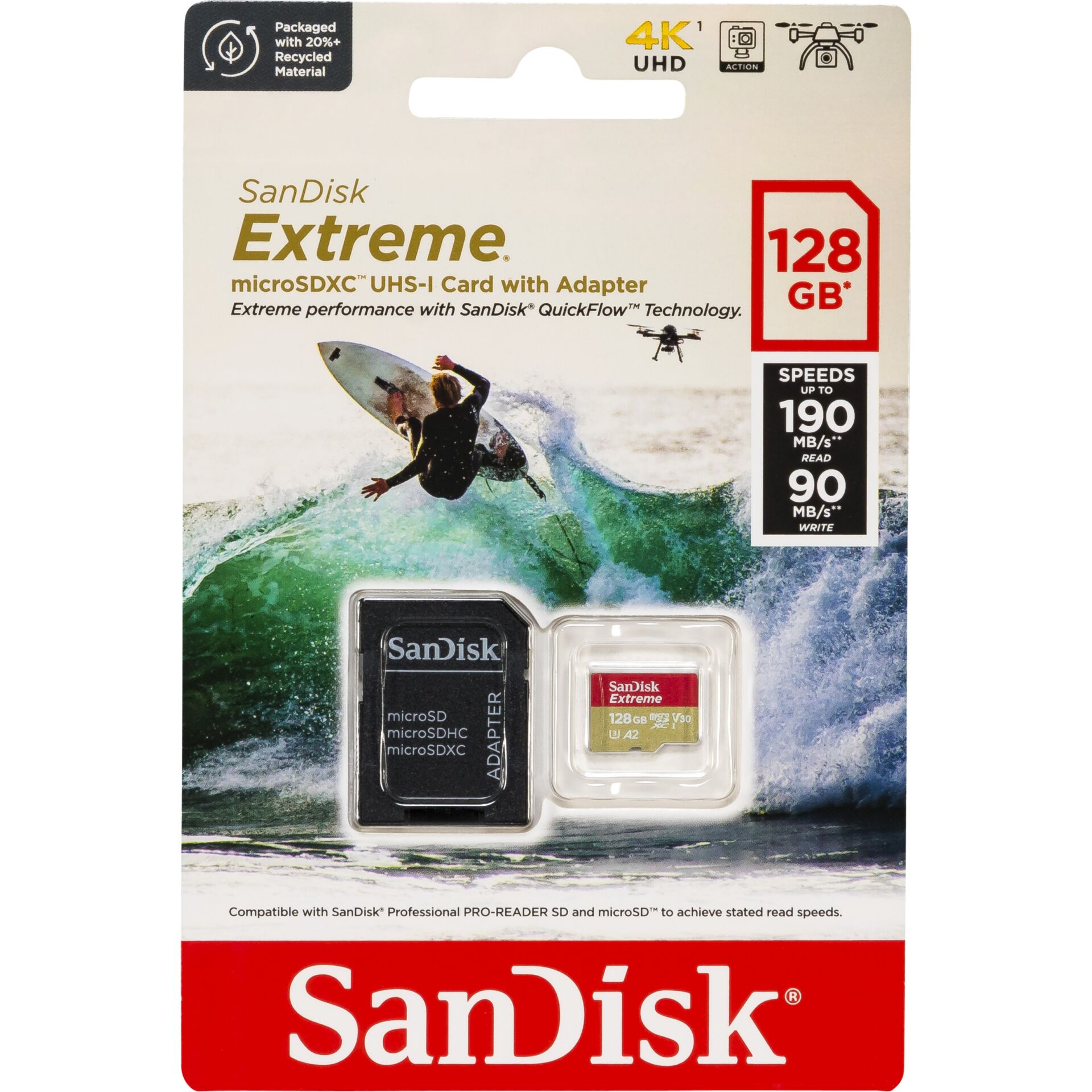 128 GB SanDisk High En128 GB SanDisk Extreme microSDXC Kit S 190MB/s, schreiben: 90MB/s