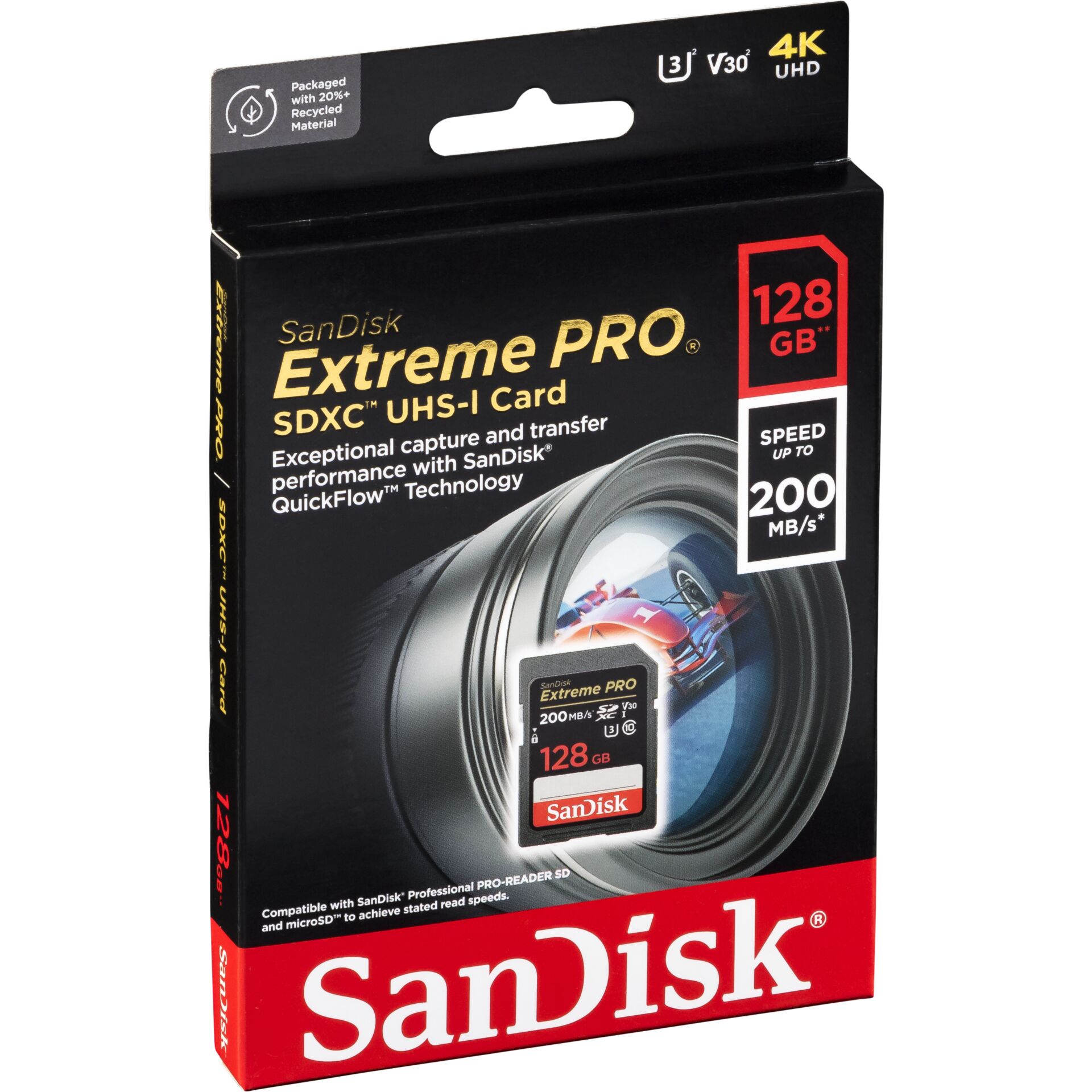 128 GB SanDisk Extreme PRO SDXC Speicherkarte, lesen: 200MB/s, schreiben: 90MB/s