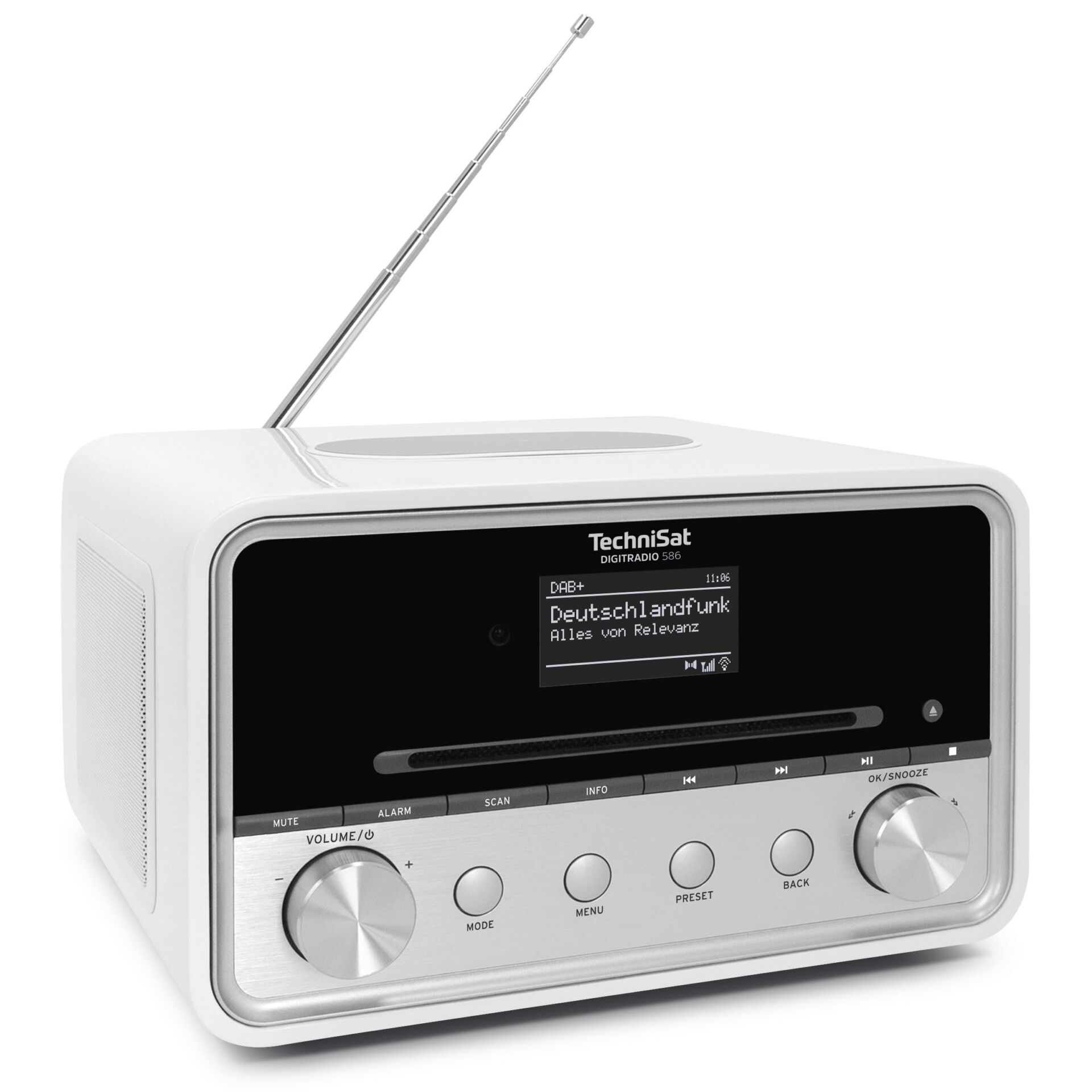 TechniSat DigitRadio 586 weiß, 20W RMS, UKW, DAB+, Internetradio, CD, Bluetooth, Wi-Fi (WLAN), Fernbedienung