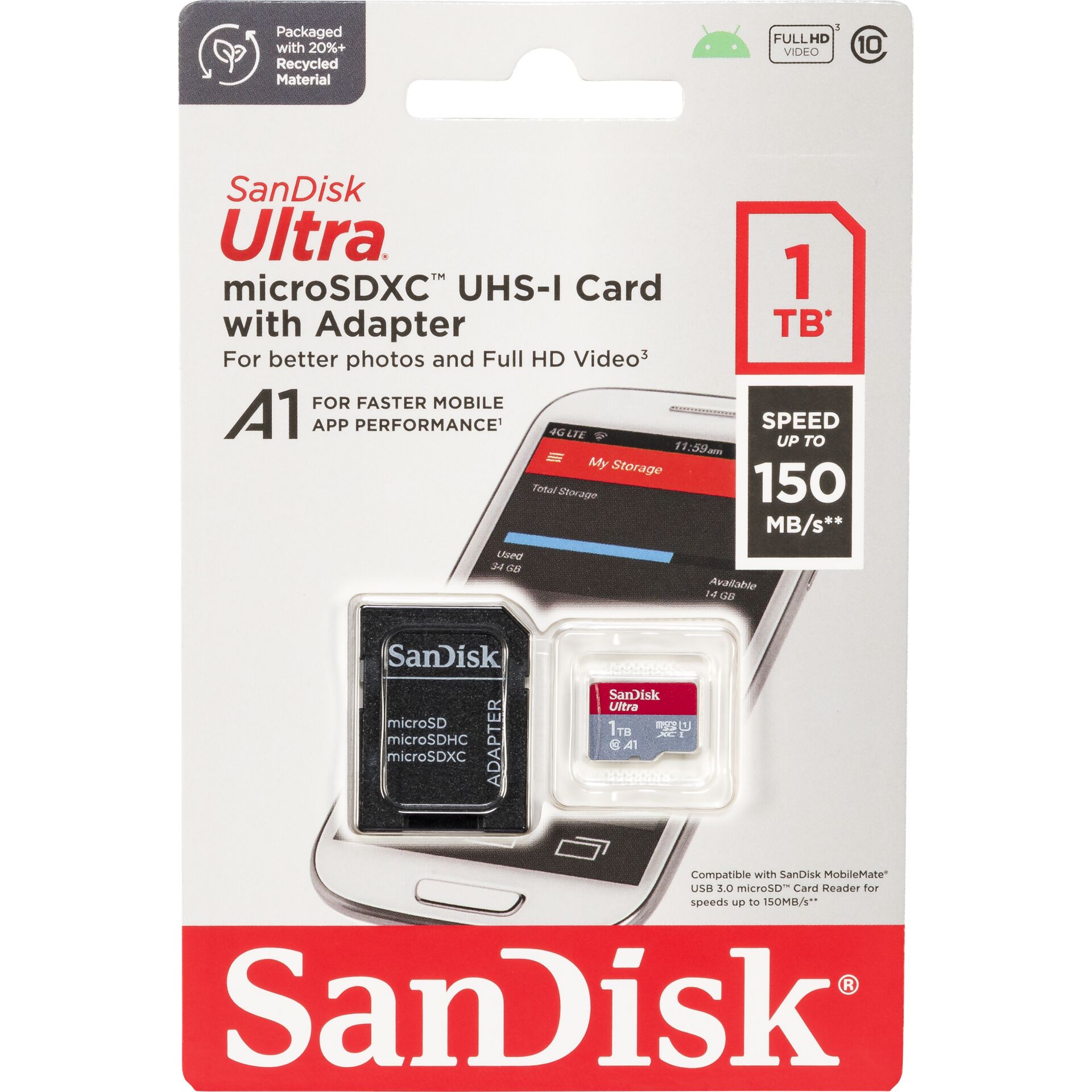 1.0TB SanDisk Ultra microSDXC Kit Speicherkarte, lesen: 150MB/s