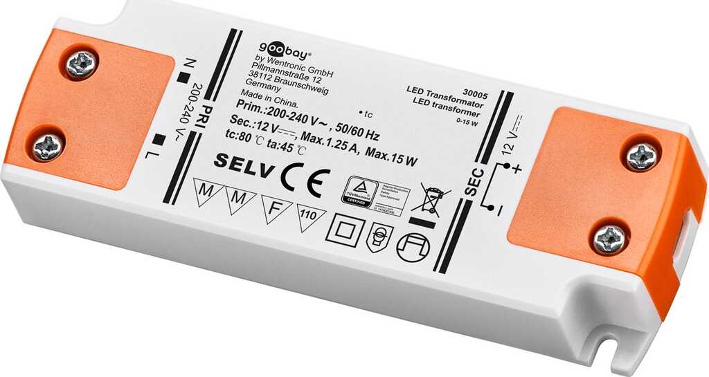 LED-Trafo 15W/ 12V für LEDs bis 15 Watt Gesamtlast 