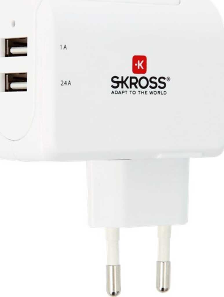 Skross Euro USB-Charger lädt schnell und gleichzeitig bis zu zwei USB Geräte (3,4 A)
