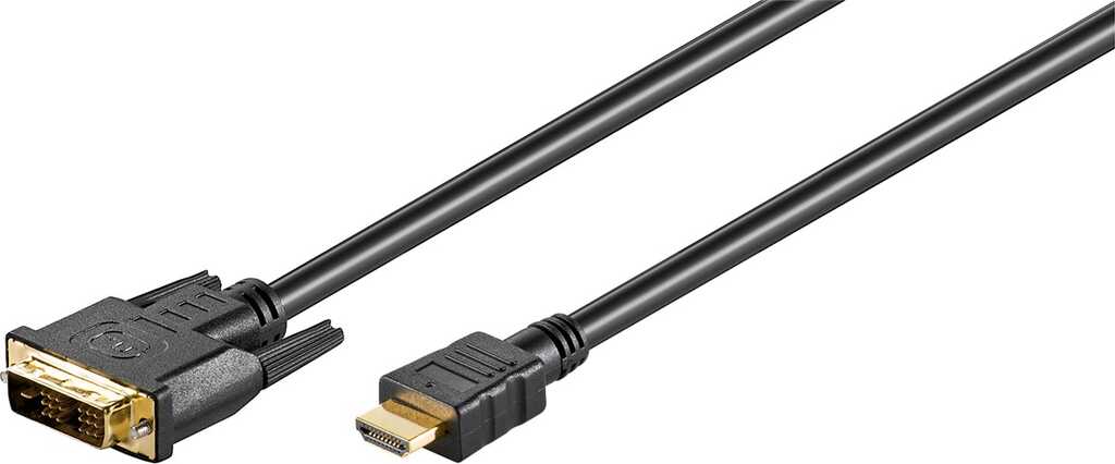 1m DVI-D/HDMI-Kabel, vergoldet DVI-D-Stecker Single-Link (18+1 pin) > HDMI-Stecker (Typ A)