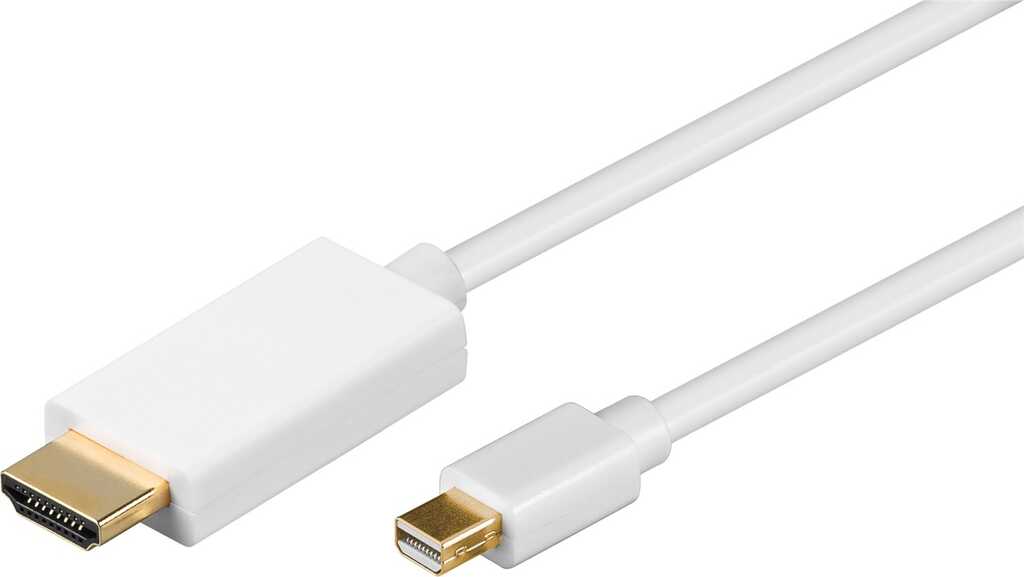 1m Mini DisplayPort-Kabel 1.2 > HDMI stecker/ stecker für 4k/30Hz weiß goobay