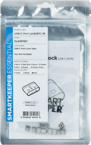 Smartkeeper CL04P1GY Schnittstellenblockierung USB Typ-C Grau Kunststoff 10 Stück(e)