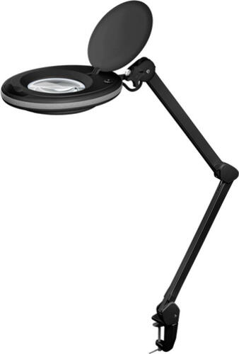 Goobay LED-Klemm-Lupenleuchte, 8 W, schwarz 650 lm, 127 mm Kristall-Glaslinse, 1,75-fache Vergrößerung, 3 Dioptrien