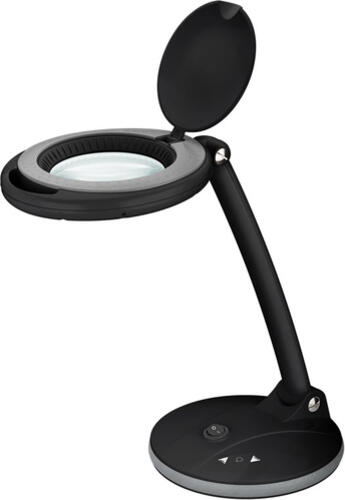 Goobay LED-Stand-Lupenleuchte, 6 W, schwarz 80-450 lm, dimmbar, 100 mm Glaslinse, 1,75-fache Vergrößerung, 3 Dioptrien
