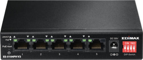 Edimax ES-5104PH V2 Netzwerk-Switch Fast Ethernet (10/100) Power over Ethernet (PoE) Schwarz