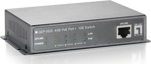 LevelOne 5-Port-Gigabit Ethernet-PoE-Switch, 61.6W, 802.3af PoE, 4 PoE-Ausgängen