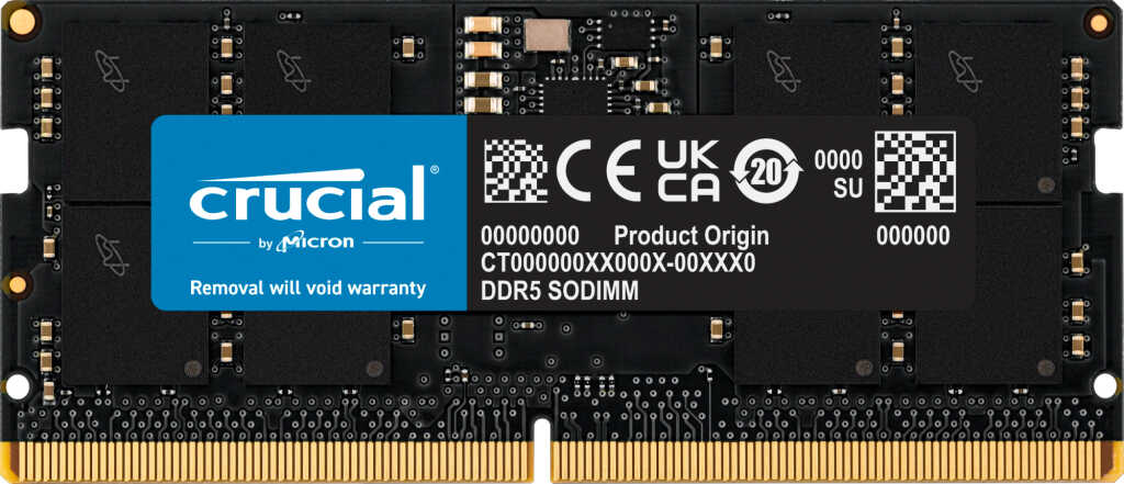 DDR5RAM 16GB DDR5-4800 Crucial SO-DIMM on-die ECC&comma; CL40-39-39