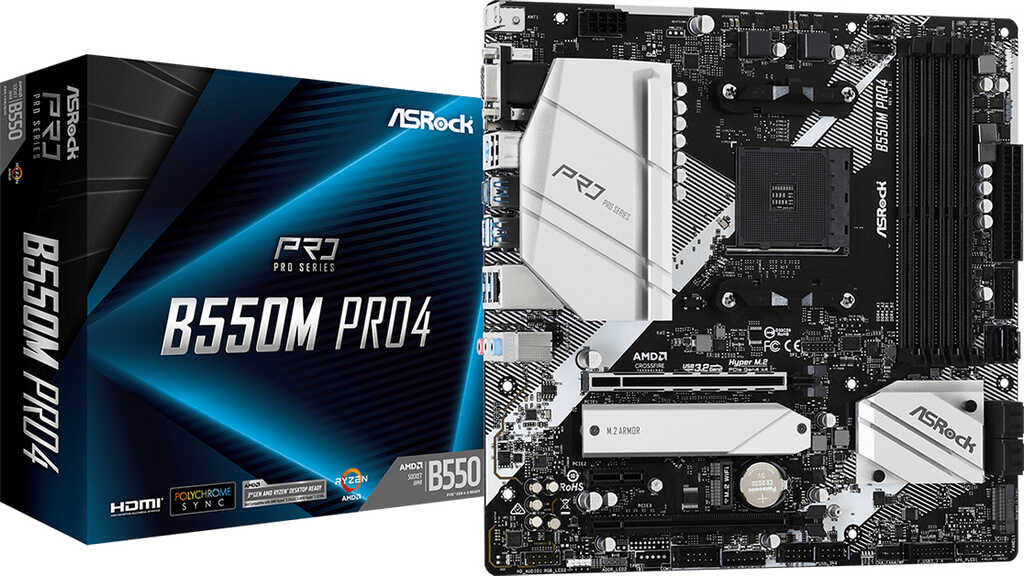 ASRock B550M Pro4&comma; &micro;ATX Mainboard&comma; 4x DDR4&comma; max&period; 128GB&comma;