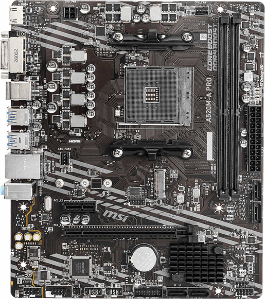 MSI A520M-A Pro&comma; &micro;ATX Mainboard&comma; 2x DDR4&comma; max&period; 64GB&comma;