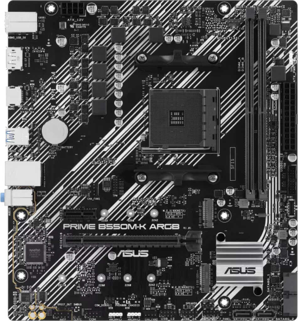 ASUS Prime B550M-K ARGB&comma; &micro;ATX Mainboard&comma; 2x DDR4&comma;