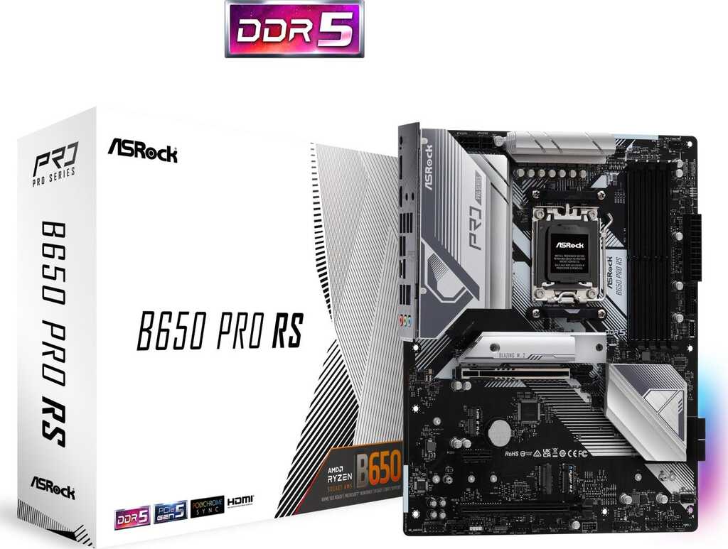 ASRock B650 Pro RS&comma; ATX Mainboard&comma; 4x DDR5&comma; max&period; 128GB&comma;
