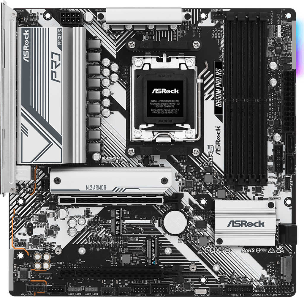 ASRock B650M Pro RS&comma; &micro;ATX Mainboard&comma; 4x DDR5&comma;
