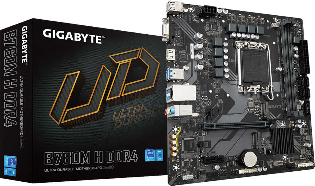 GIGABYTE B760M H DDR4&comma; Sockel 1700&comma; &micro;ATX-Mainboard&comma;