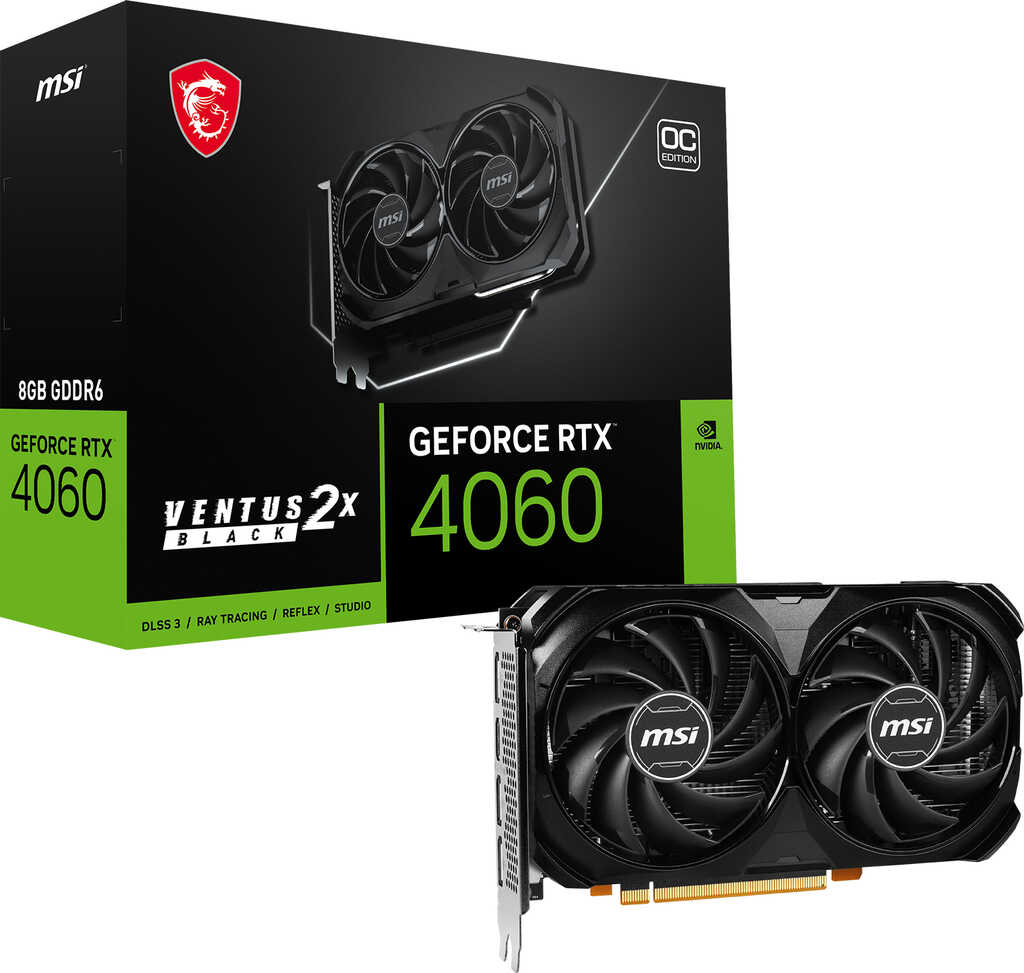 MSI GeForce RTX 4060 Ventus 2X Black 8G OC&comma; 8GB GDDR6