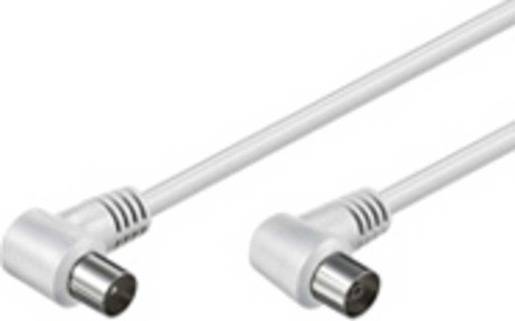 10m 90&deg; Antennenkabel Stecker &gt; Buchse weiss goobay