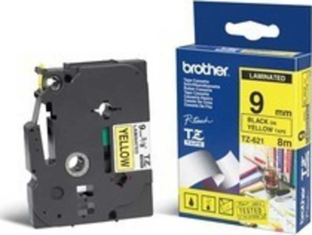 Brother TZe-621 Schriftbandkassette 9mm schwarz auf gelb