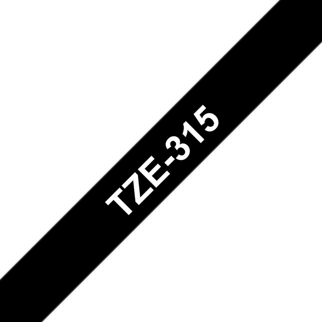 Brother TZe-315 Schriftbandkassette 6mm wei&szlig; auf schwarz