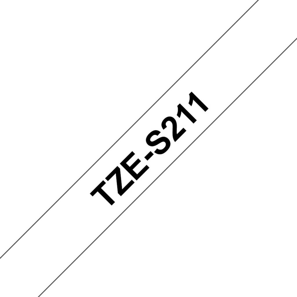 Brother TZ-S211 Schriftbandkassette 6mm schwarz auf wei&szlig;