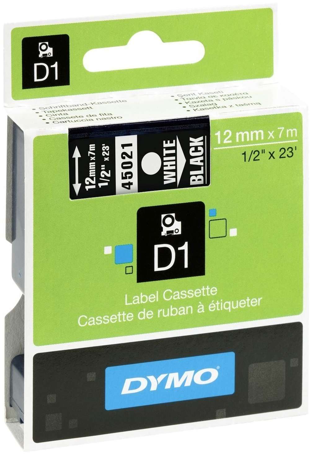 Dymo D1 Schriftband 12 mm x 7 m wei&szlig;