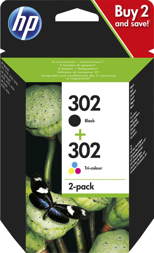HP Druckkopf mit Tinte 302 schwarz&sol;farbig
