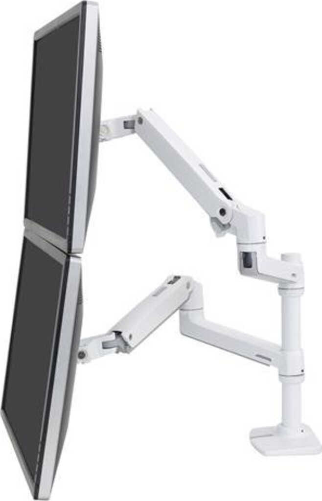 Ergotron LX Dual Stacking Arm f&uuml;r Tischmontage wei&szlig; &comma; bis 24 Zoll&comma; 2x VESA 75x75&comma; 100x100