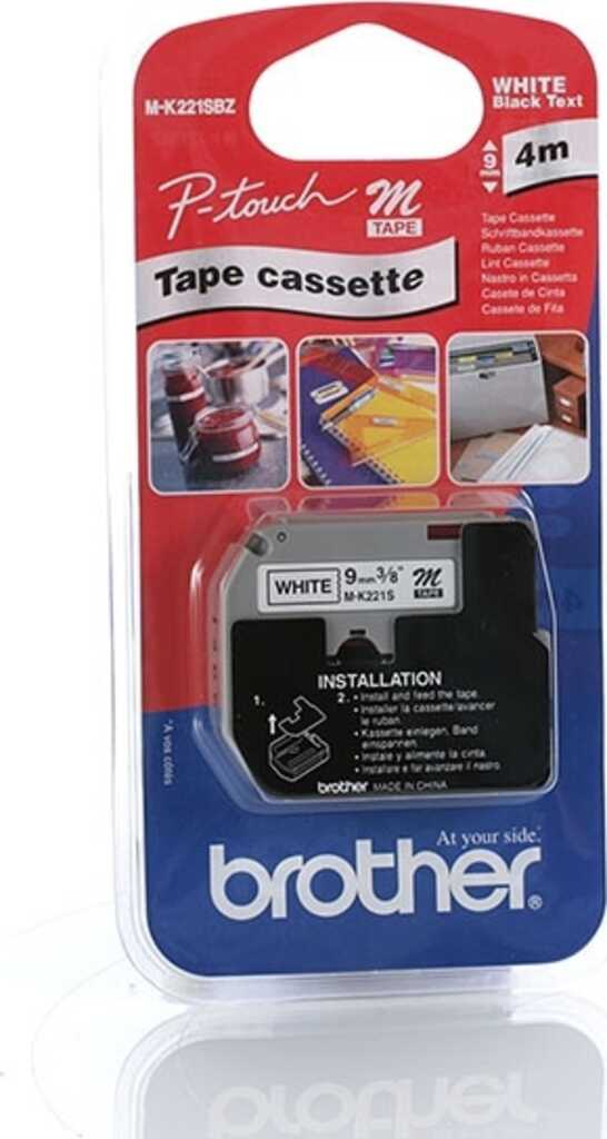 Brother MK-221S Schriftbandkassette 9mm schwarz auf wei&szlig;