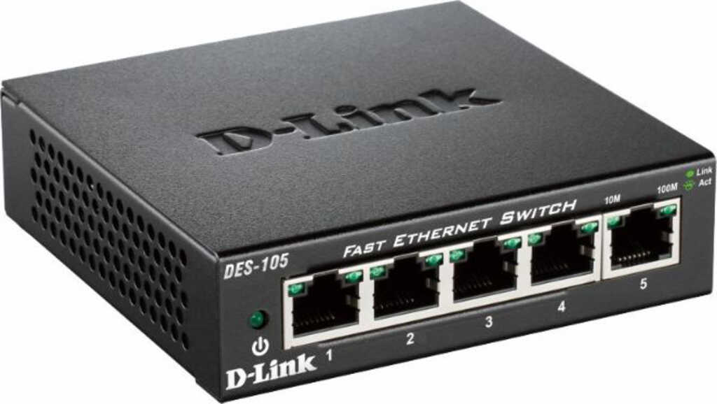 D-Link DES-100 Desktop Fast Ethernet Switch&comma; 5x RJ-45&comma;