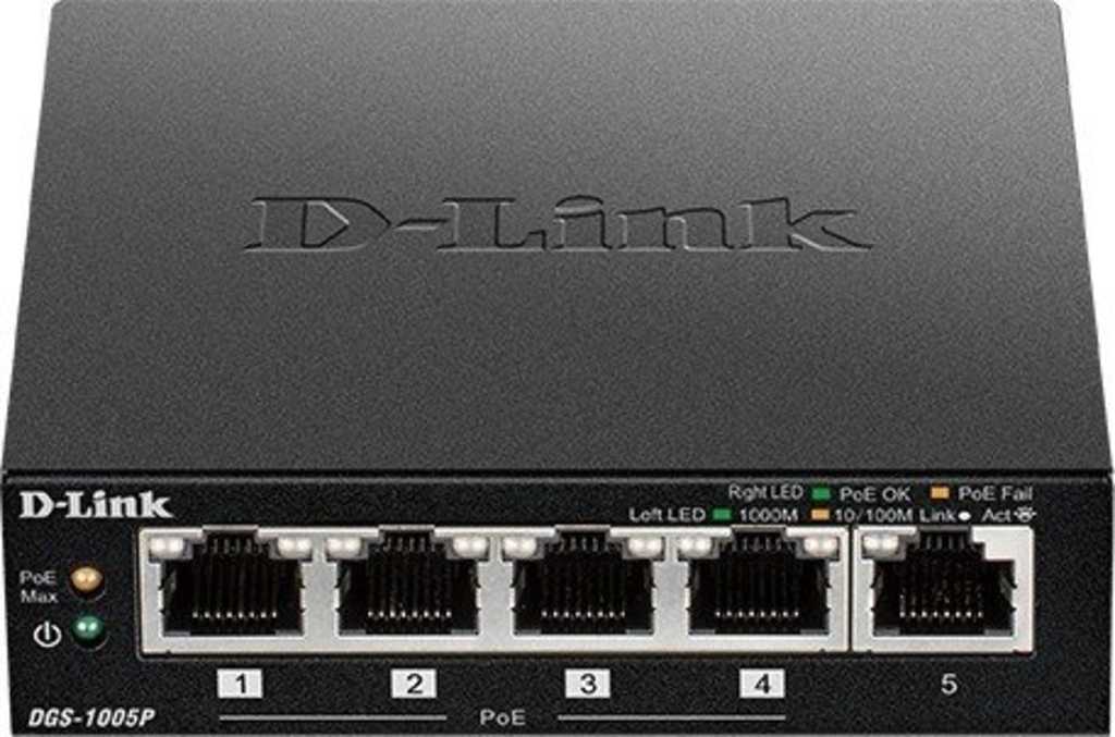D-Link DGS-1000 Desktop Gigabit Switch&comma; 5x RJ-45&comma; PoE&plus;&comma; Backplane&colon; 10Gb&sol;s&comma; l&uuml;fterlos&comma; Metallgeh&auml;use